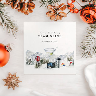 Ski Bachelorette Watercolor Gondola & Cabin Napkin