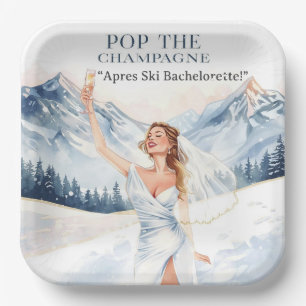 Ski Bachelorette Weekend Bride on the Slopes Paper Plate