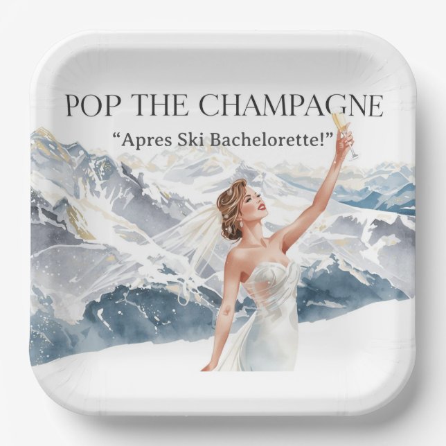 Ski Bachelorette Weekend Bride on the Slopes Paper Plate (Front)