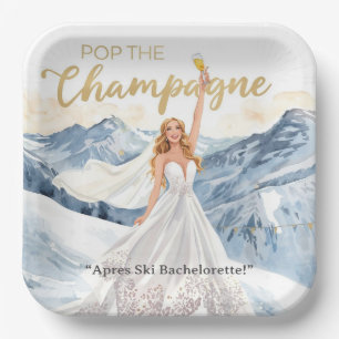 Ski Bachelorette Weekend Bride on the Slopes Paper Plate