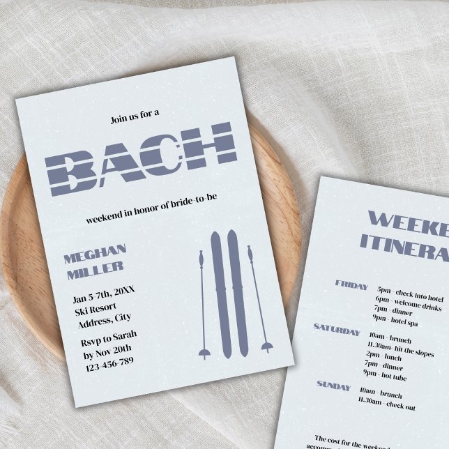 Ski Bachelorette Winter Weekend Itinerary Invitation (ski bachelorette winter weekend itinerary invitation)