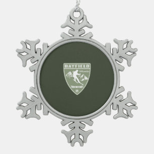Ski Bayfield Wisconsin Snowflake Pewter Christmas Ornament
