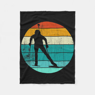 Ski Biathlon Vintage Retro Biathlon Skiing Fleece Blanket