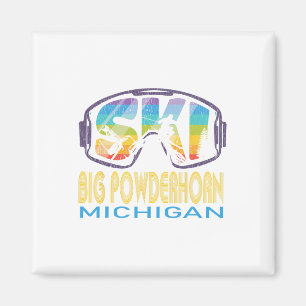 Ski Big Powderhorn Michigan Skiing Vacation Magnet