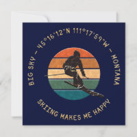Ski Big Sky, Montana - Man Skier, Yellow Text