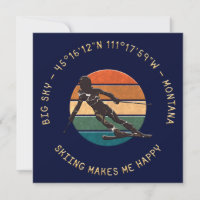 Ski Big Sky, Montana - Woman Skier, Yellow Text