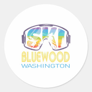 Ski Bluewood Washington Skiing Vacation Classic Round Sticker