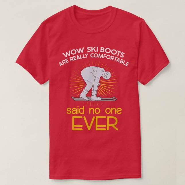 Ski Boots Skiing Sports Skier Snowboard Winter Gam T-Shirt (Design Front)