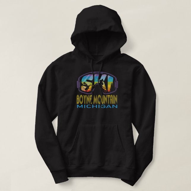 Ski Boyne Mountain Michigan Skiing Vacation Hoodie (Design Front)