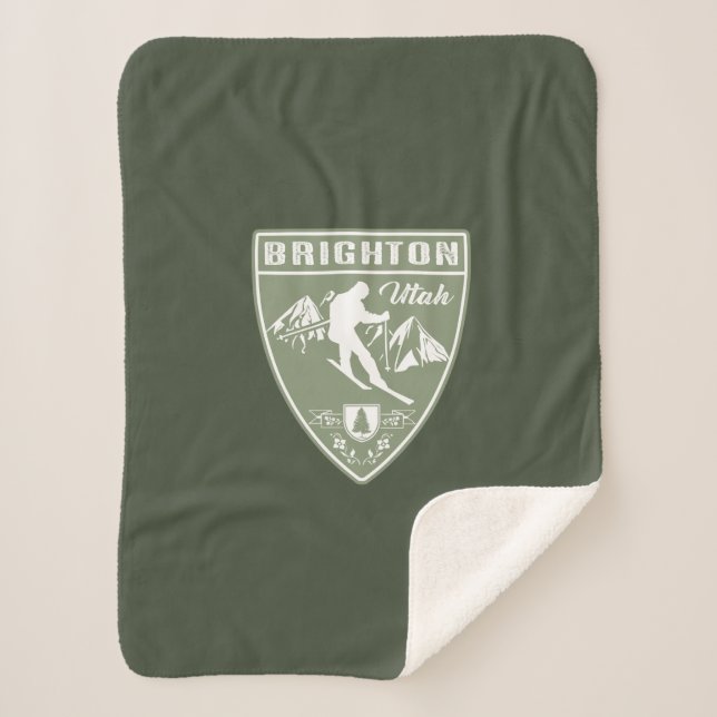 Ski Brighton Utah Sherpa Blanket (Front)