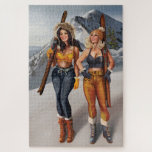 "Ski Bunnies" Retro Pinup Girls Skiing Art Jigsaw Puzzle<br><div class="desc">Design by The Whiskey Ginger.</div>