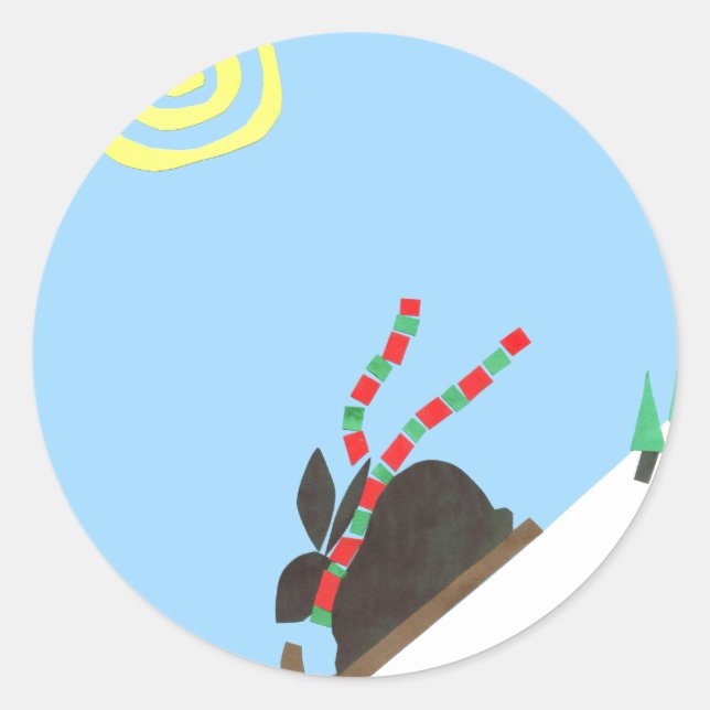 Ski Bunny Classic Round Sticker (Front)