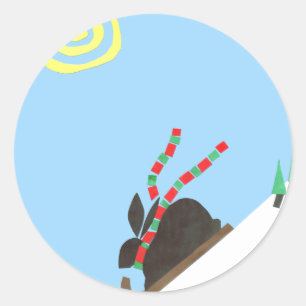 Ski Bunny Classic Round Sticker