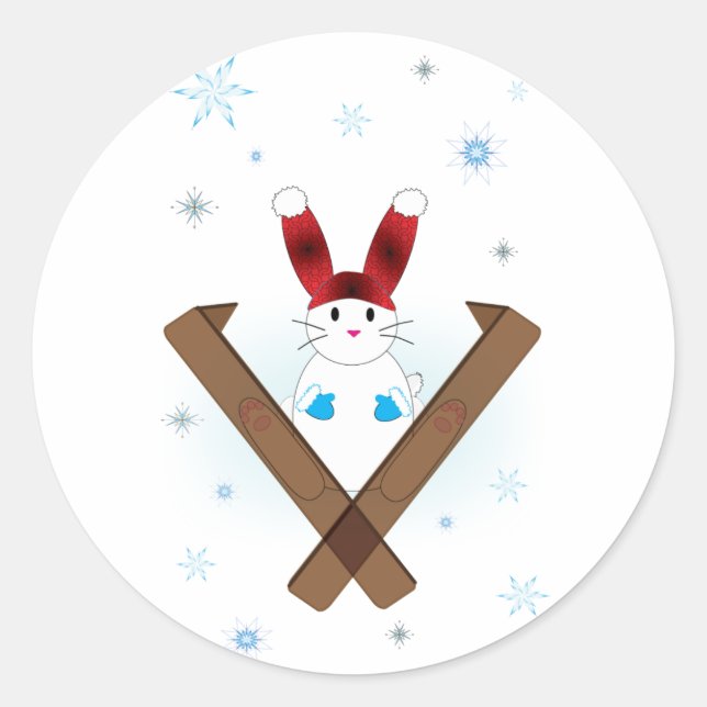 Ski Bunny Classic Round Sticker (Front)