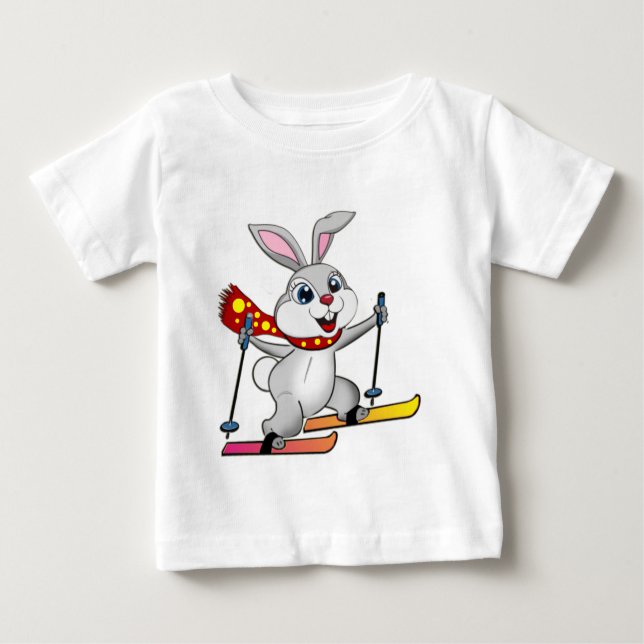Ski Bunny - Funny and Cute Cartoon Baby T-Shirt (Front)