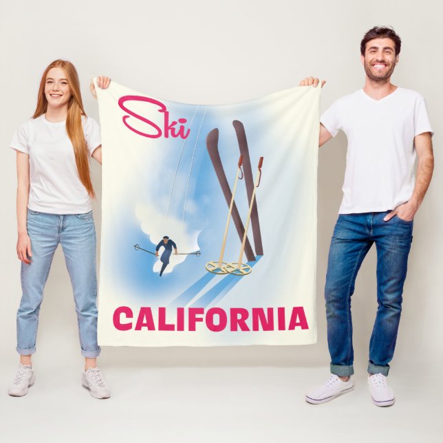 Ski California Travel poster Fleece Blanket (In Situ)