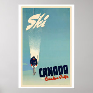 Ski Canada Travel Canadian Pacific Vintage Ski Poster