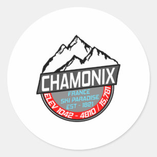 Ski Chamonix T Shirt Mont Blanc France Skiing Para Classic Round Sticker