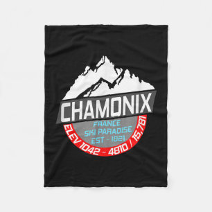 Ski Chamonix T Shirt Mont Blanc France Skiing Para Fleece Blanket