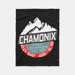 Ski Chamonix T Shirt Mont Blanc France Skiing Para Fleece Blanket