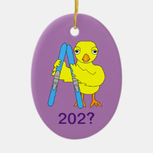 Ski Chick Ceramic Tree Decoration