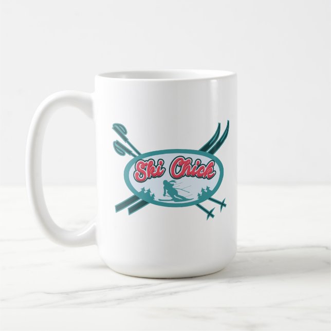 Ski Chick Winter Mountains Slopes Coffee Mug (Left)