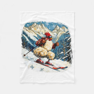 Ski Chickens 1  Fleece Blanket