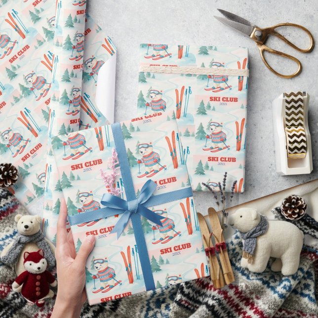 Ski Club Après Bébé  Polar Bear  Wrapping Paper (Ski Club Après Bébé Polar Bear Wrapping Paper)