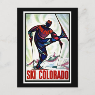 "Ski Colorado" Vintage Travel Poster Postcard