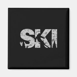 Ski Cool Skiing Style Alpine Skier Gift Women Men Magnet