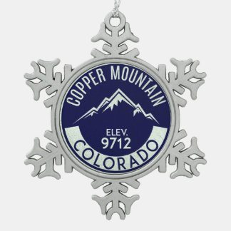 Ski Copper Mountain Colorado Skiing Snowflake Pewter Christmas Ornament