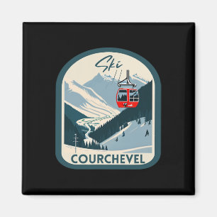 Ski Courchevel Retro Vintage Style Courchevel Skii Magnet