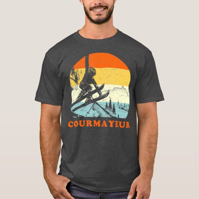 Ski Courmayeur Italy Vintage Snow Skiing T-Shirt (Front)