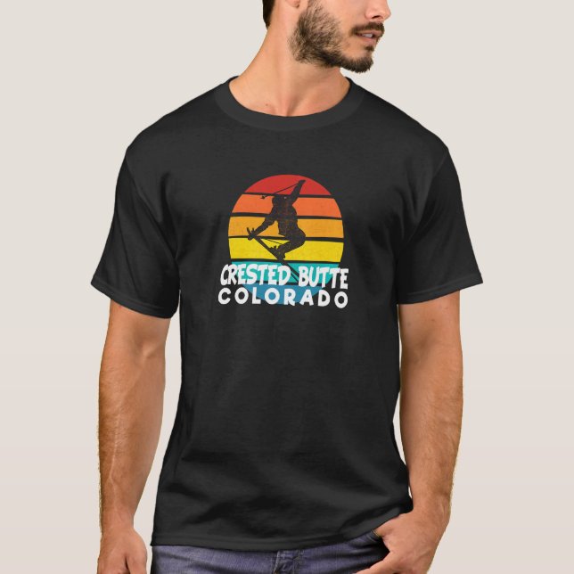 Ski Crested Butte 70s 80s Throwback Crested Butte  T-Shirt (Front)