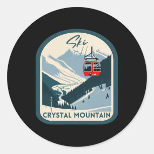 Ski Crystal Mountain Retro Vintage Crystal Mountai Classic Round Sticker