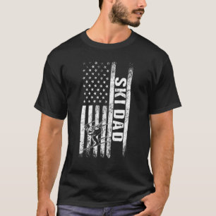 Ski Dad American Flag Skiing Father's Day T-Shirt
