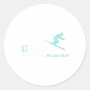 Ski Dad Funny Cute Winter Skiing Gift Classic Round Sticker