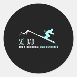 Ski Dad Funny Cute Winter Skiing Gift  Classic Round Sticker