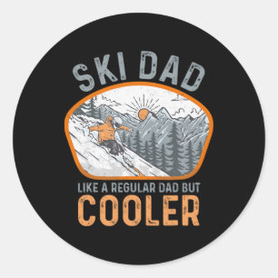 Ski Dad Funny Skiing Winter Sports Snow Skiing Fat Classic Round Sticker