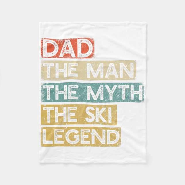 Ski Dad Legend Skiing Father's Day Skier  Fleece Blanket (Front)