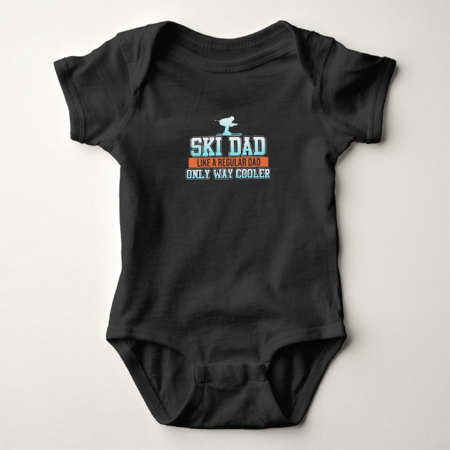 Ski Dad Skiing Skier Snowboard Winter Sports Baby Bodysuit (Front)