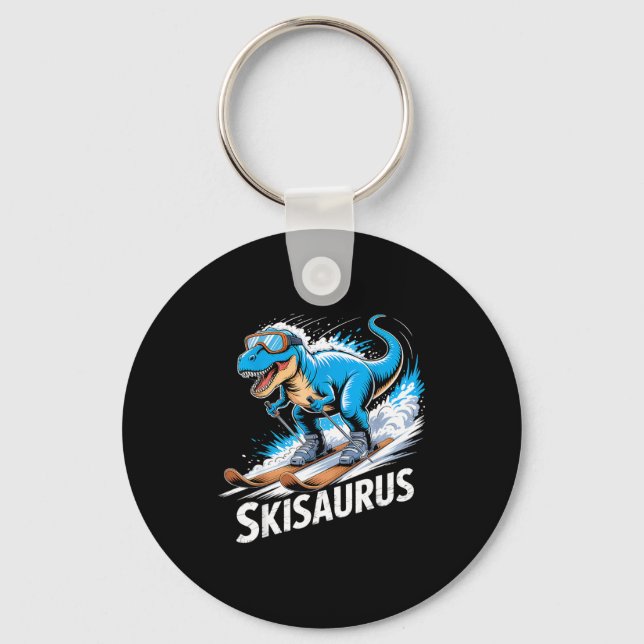 Ski Dinosaur Winter Sport Skier Dino Funny Skiing  Key Ring (Front)