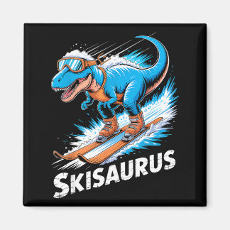 Ski Dinosaur Winter Sport Skier Dino Funny Skiing  Magnet