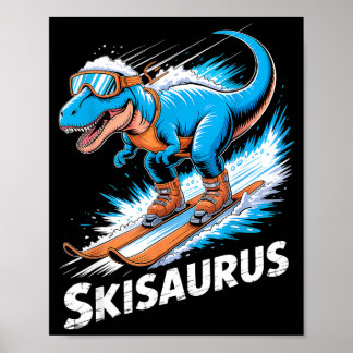 Ski Dinosaur Winter Sport Skier Dino Funny Skiing  Poster