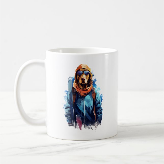 Ski Dog in Ski Googles  5 Coffee Mug (Left)