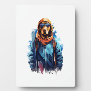Ski Dog in Ski Googles 5 Plaque