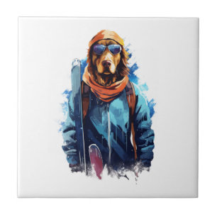 Ski Dog in Ski Googles 5 Tile
