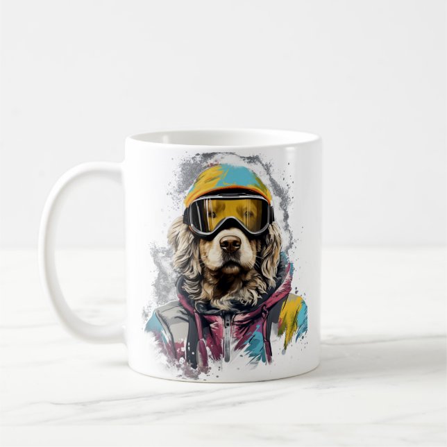 Ski Dog in Ski Googles  6 Coffee Mug (Left)