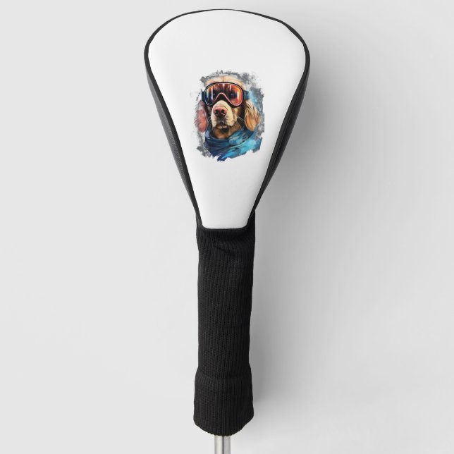 Ski Dog in Ski Googles  6 Golf Head Cover (Front)