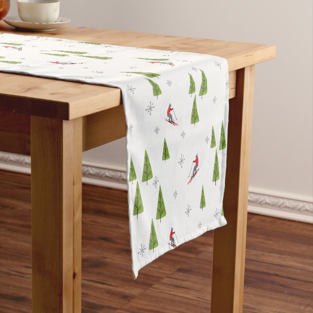 Ski downhill modern winter short table runner (In Situ)